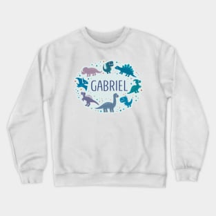 Gabriel name surrounded by dinosaurs Crewneck Sweatshirt